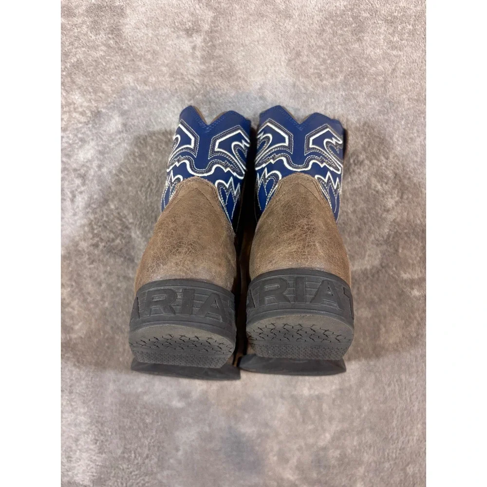 Ariat Sorting Pen Kids Brown Blue Leather Square Toe Western Cowboy Boots Size 1